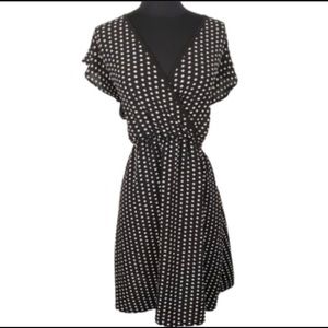 Wrapper Black Polka-dot V-NECK Dress